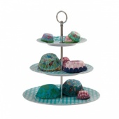 3 Tiered Melamine Cake Stand in Turquoise Polka Dot